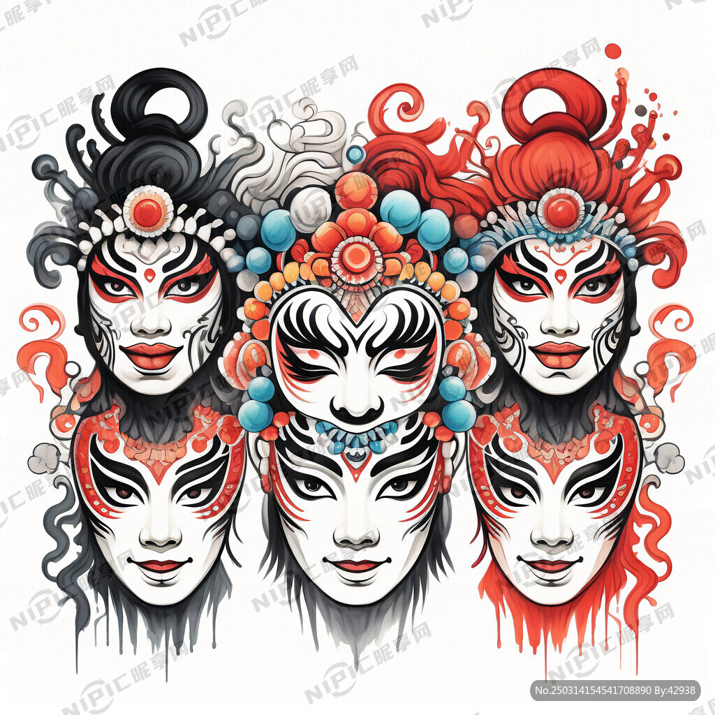 京剧生、旦、净、末行当人物脸谱