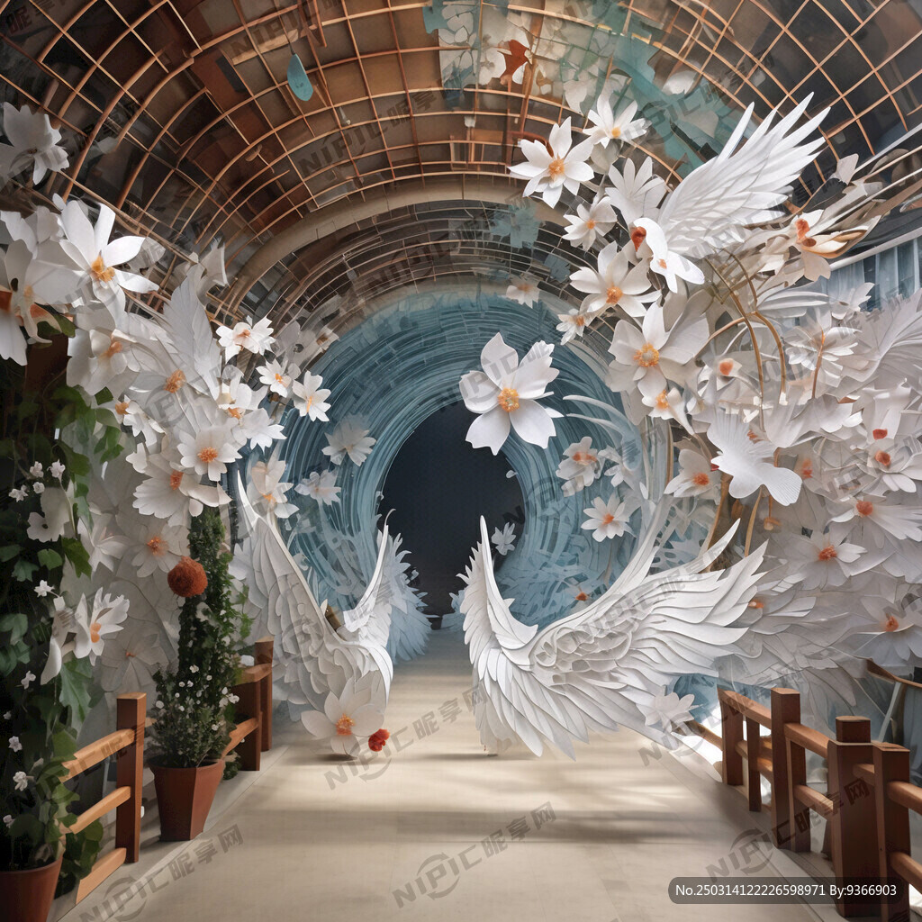 在天桥隧道内做国风纸鸢软装美陈