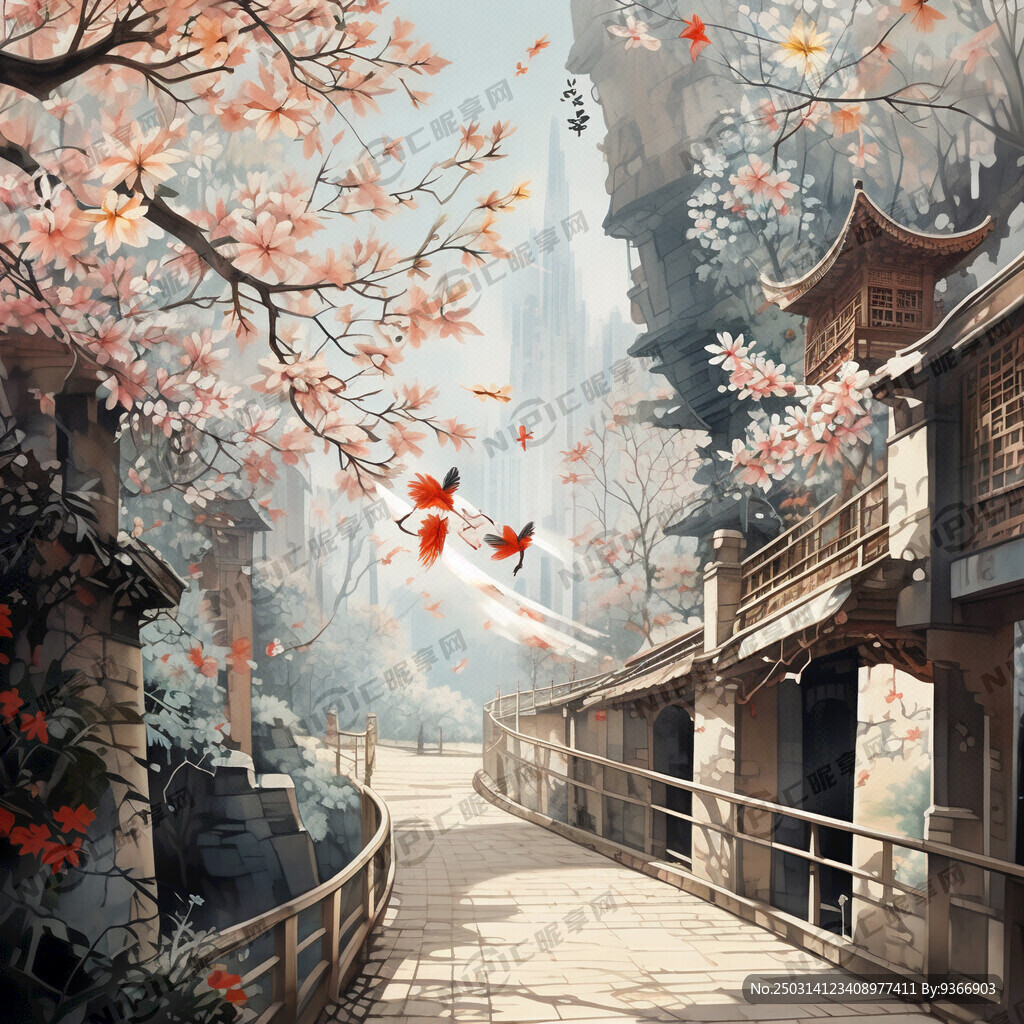 人行天桥 时空隧道 国风 纸鸢