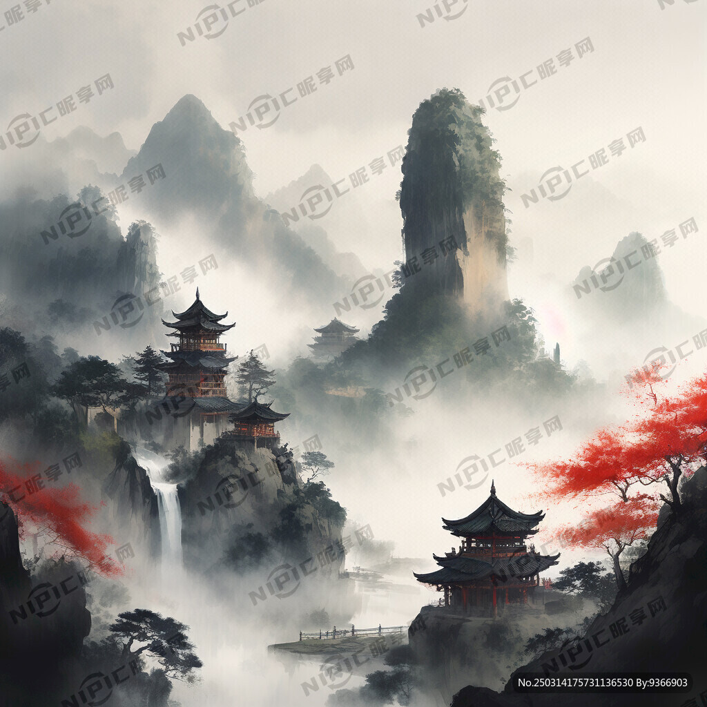 重庆 南山 地标 国潮山水画风