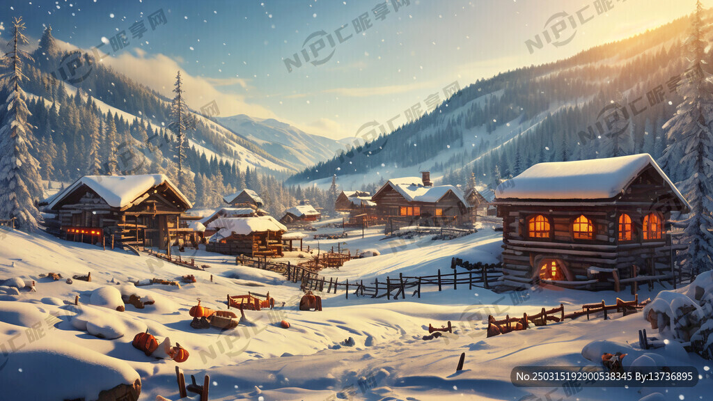 雪景 木屋 玉米 辣椒