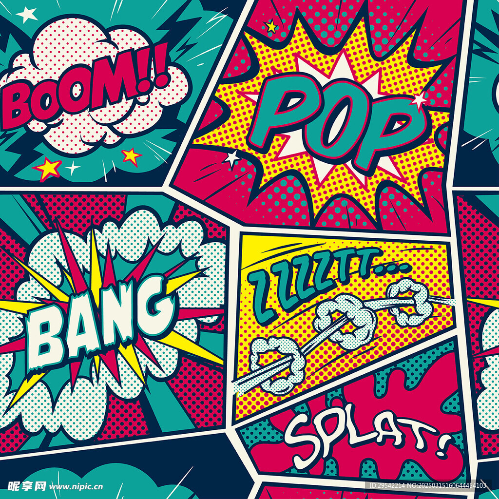 波普风卡通爆炸字母