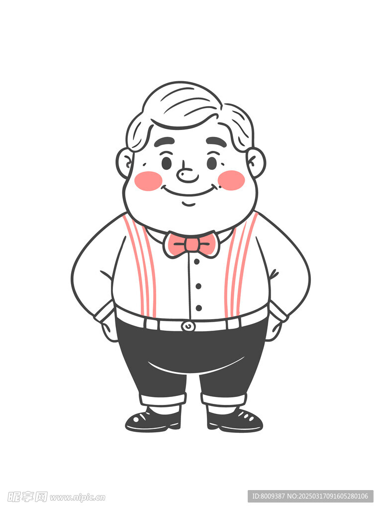 线描胖子插画