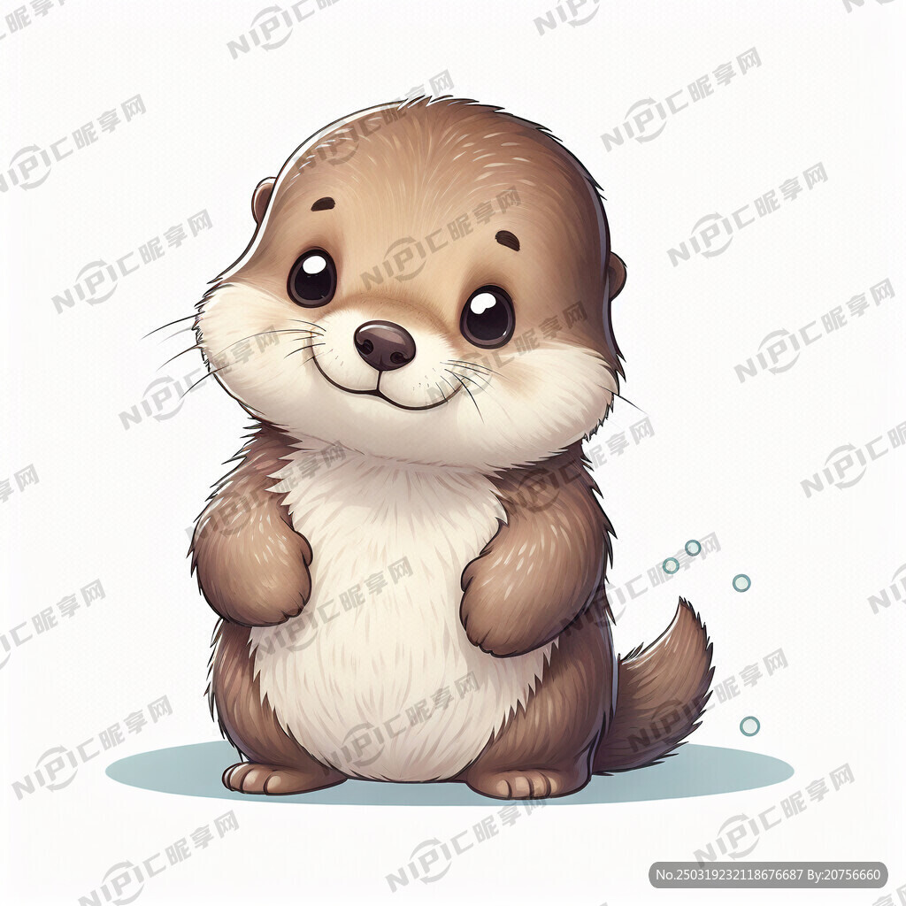 水獭宝宝 色彩鲜明 白色背景
