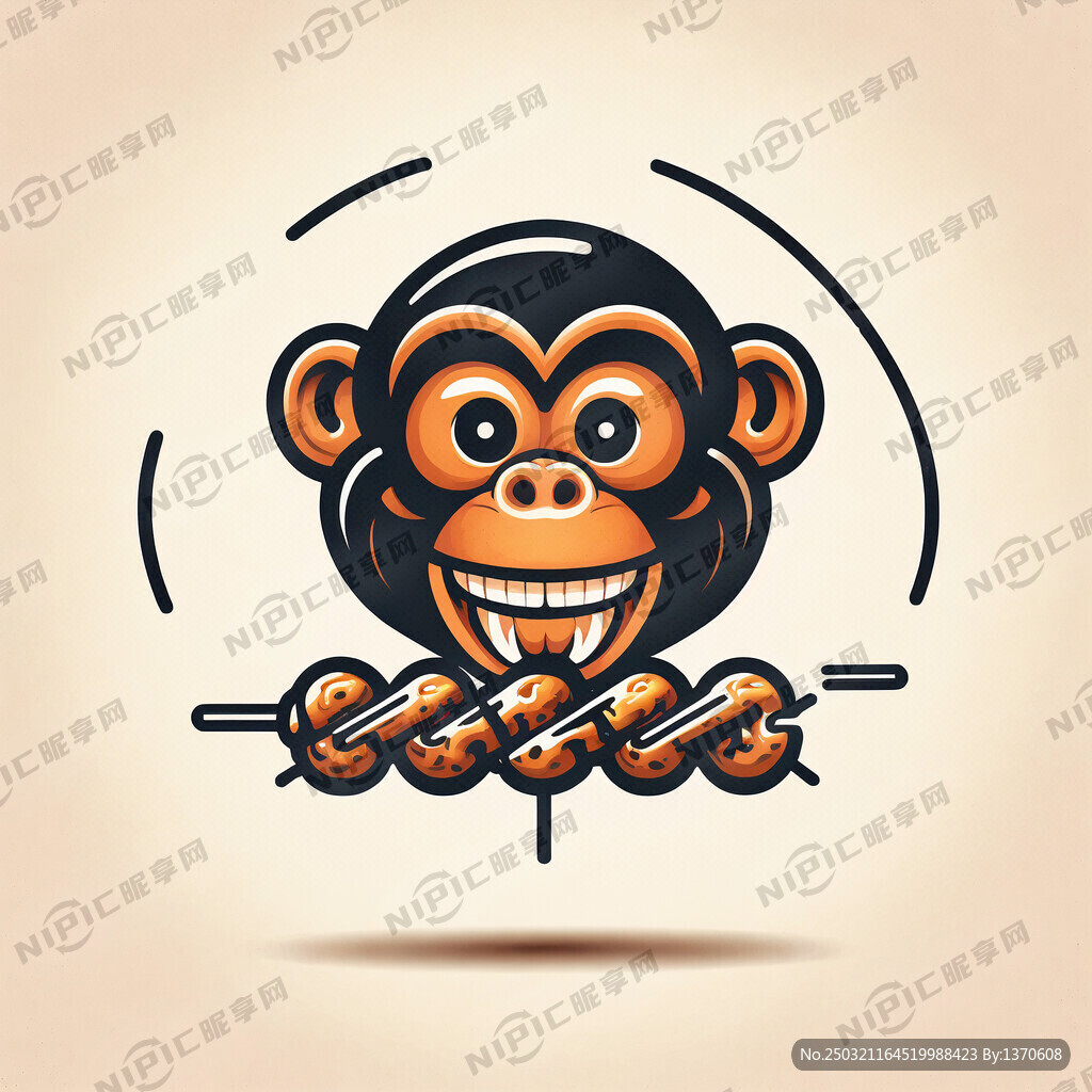 简单的猴子烤串图标
