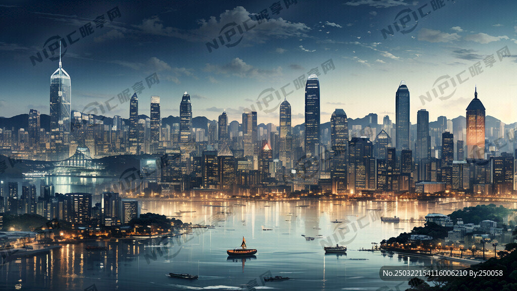 香港风景线条图