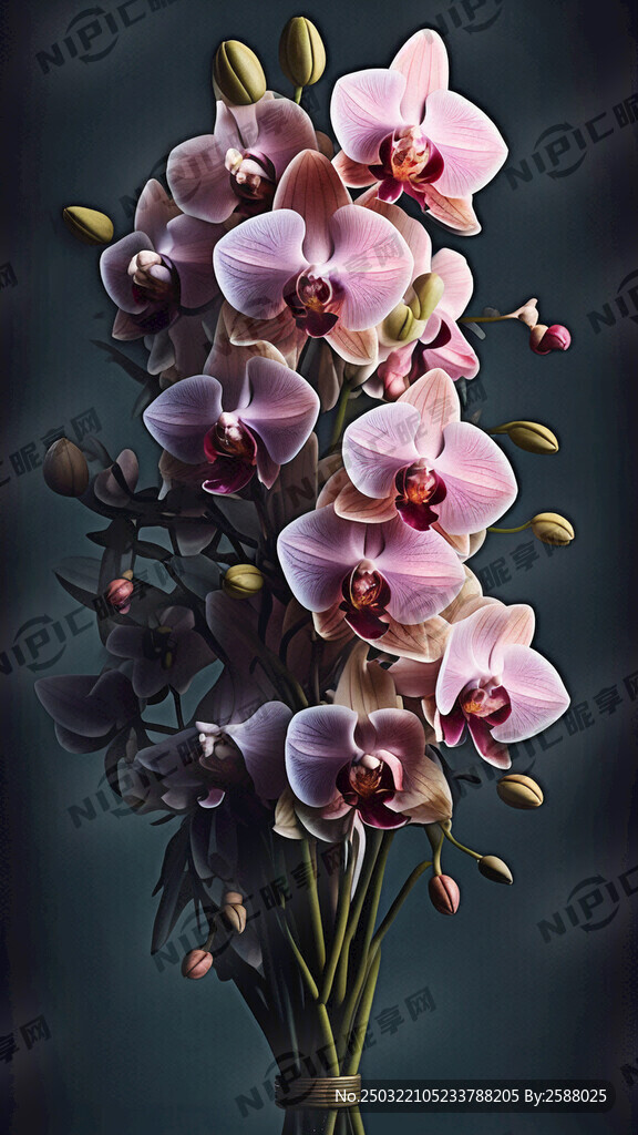 一束盛开的兰花花束 