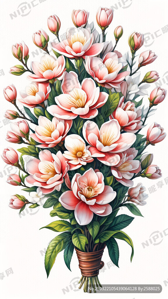 一束盛开的玉兰花花束 