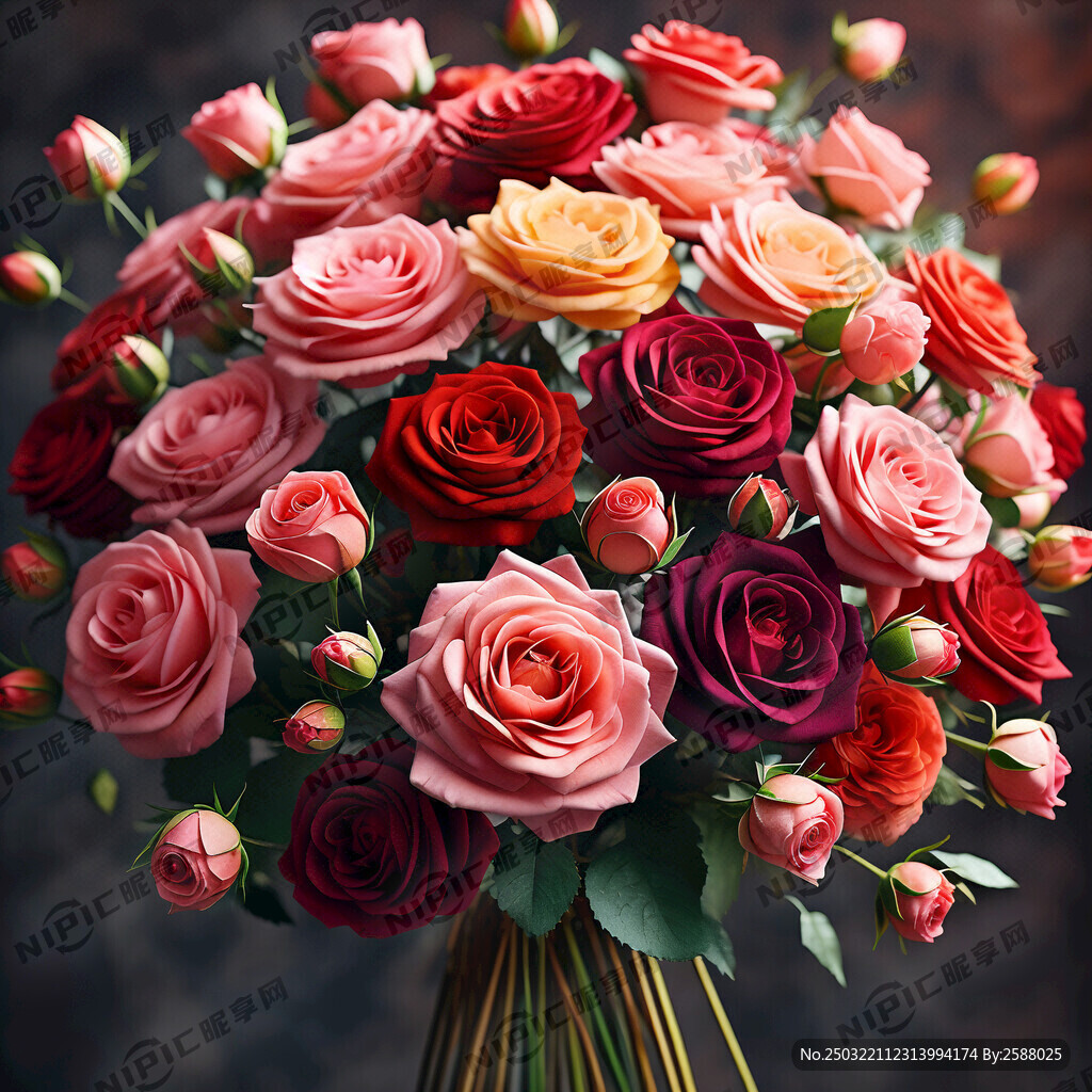 一束盛开的玫瑰花  轮廓要清晰