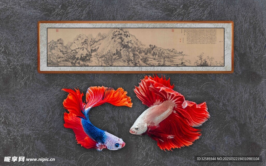 斗鱼新中式背景墙  