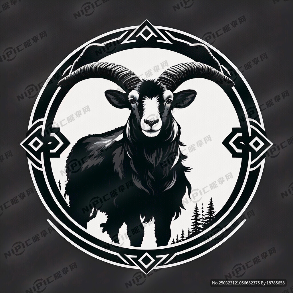 黑山羊 圆形形状 生成一个标志