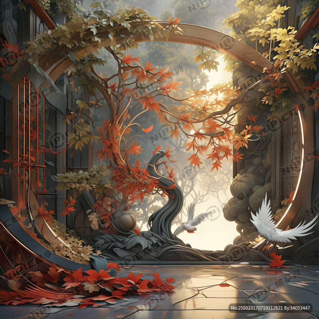 凤凰和梧桐树 带诗词