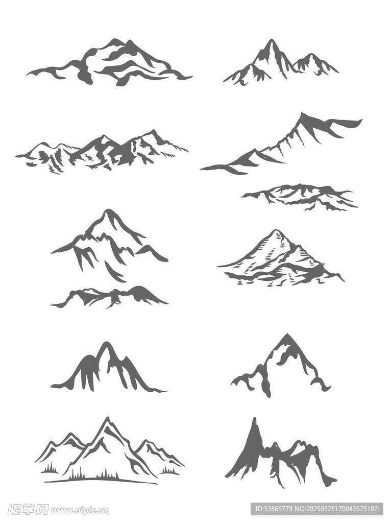 山峰雪山形态矢量元素