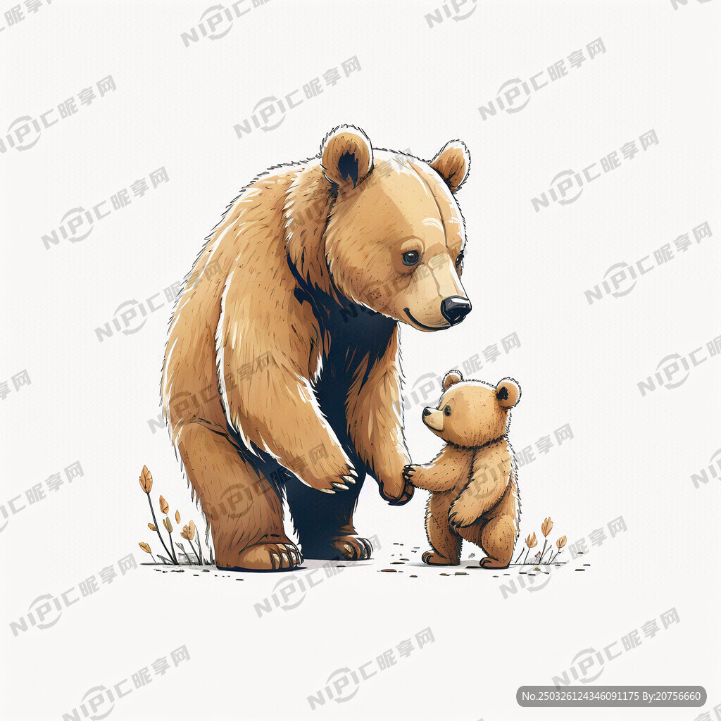 卡通小熊母子 画面温馨感