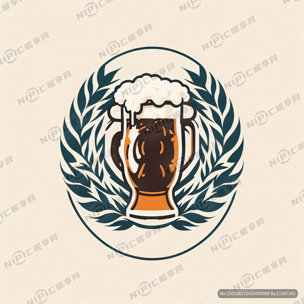 极简啤酒标志排版 几何色块分割