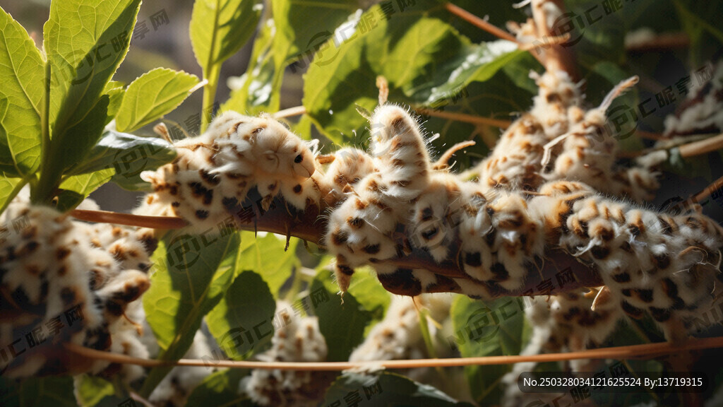 桑树上的蚕宝宝