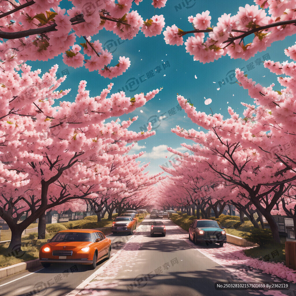樱花 道路 汽车