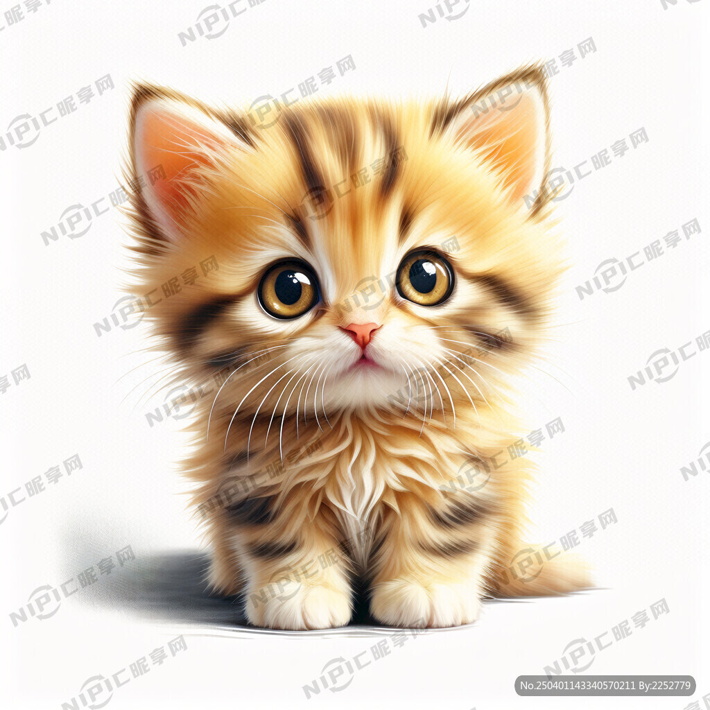 画一只浅黄棕色的可爱的小奶猫