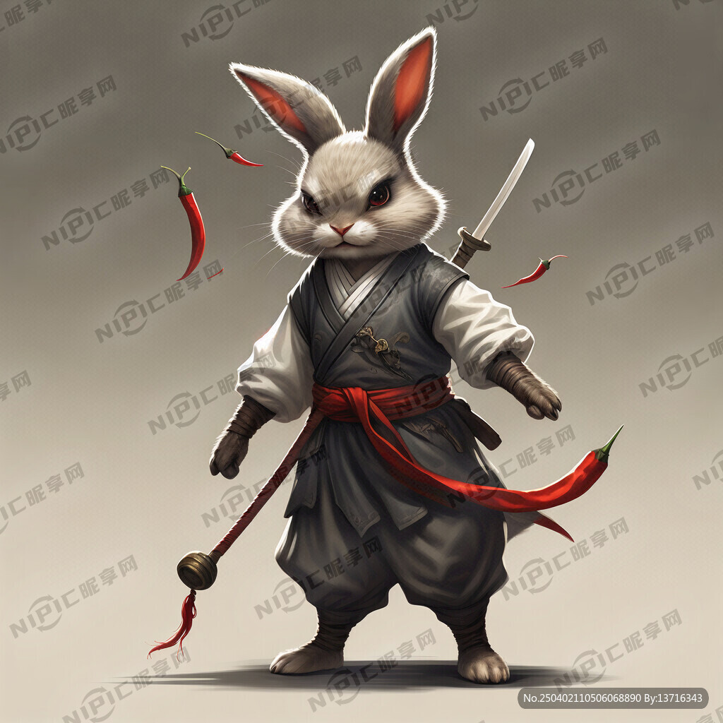 主视觉用兔耳侠客形 缺牙坏笑