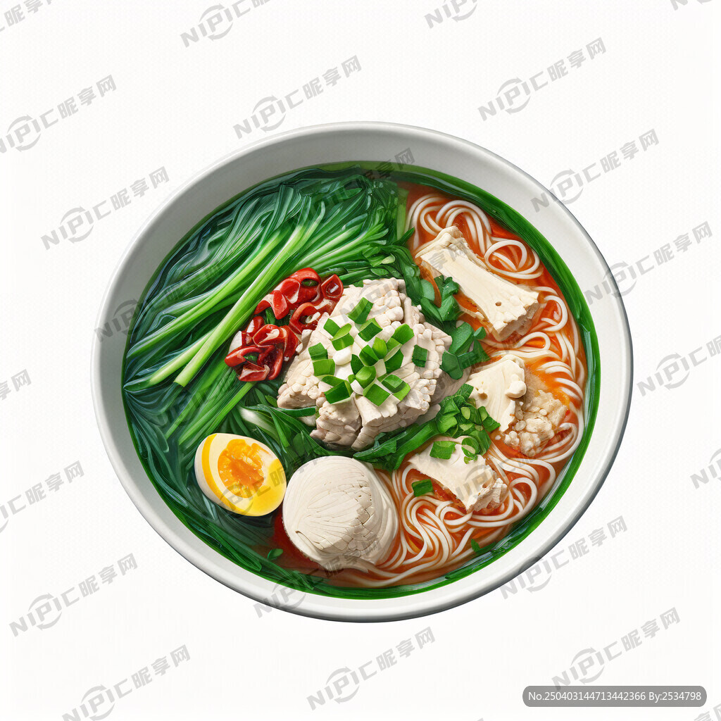 一碗骨汤面 俯视视角 超写实