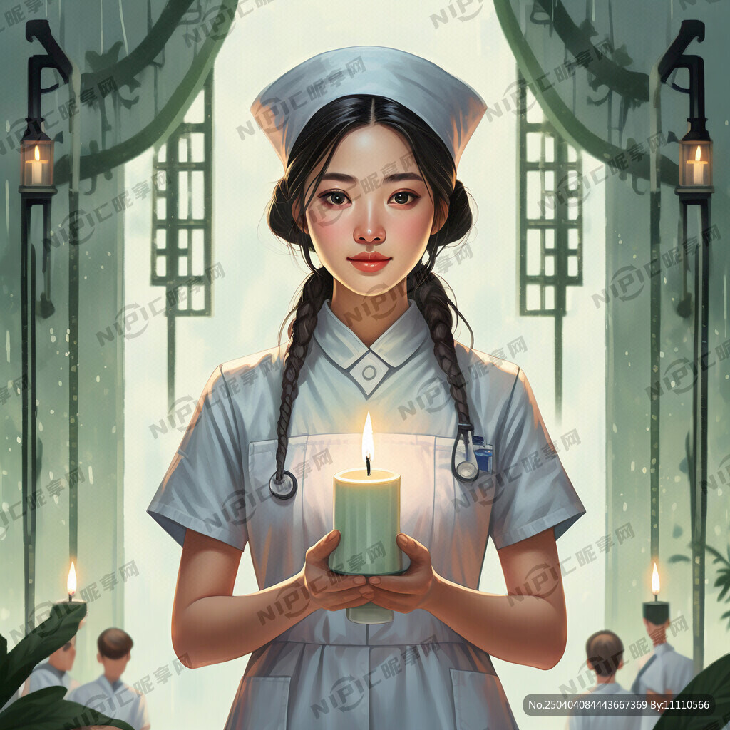 护士节海报 海报色调为青绿色