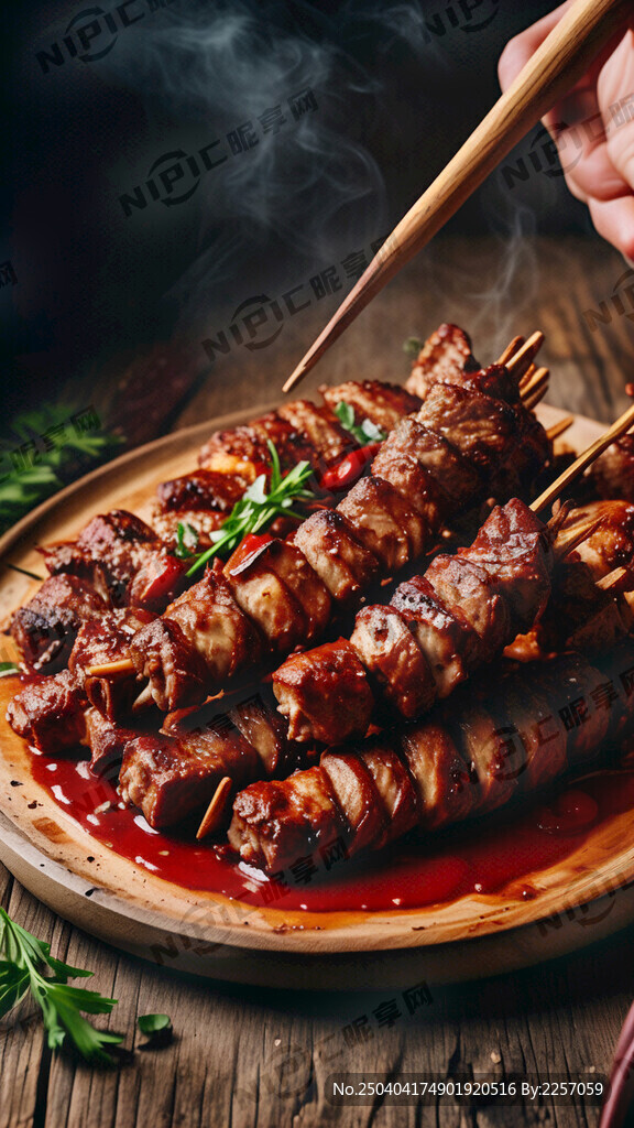 烧烤红柳羊肉串