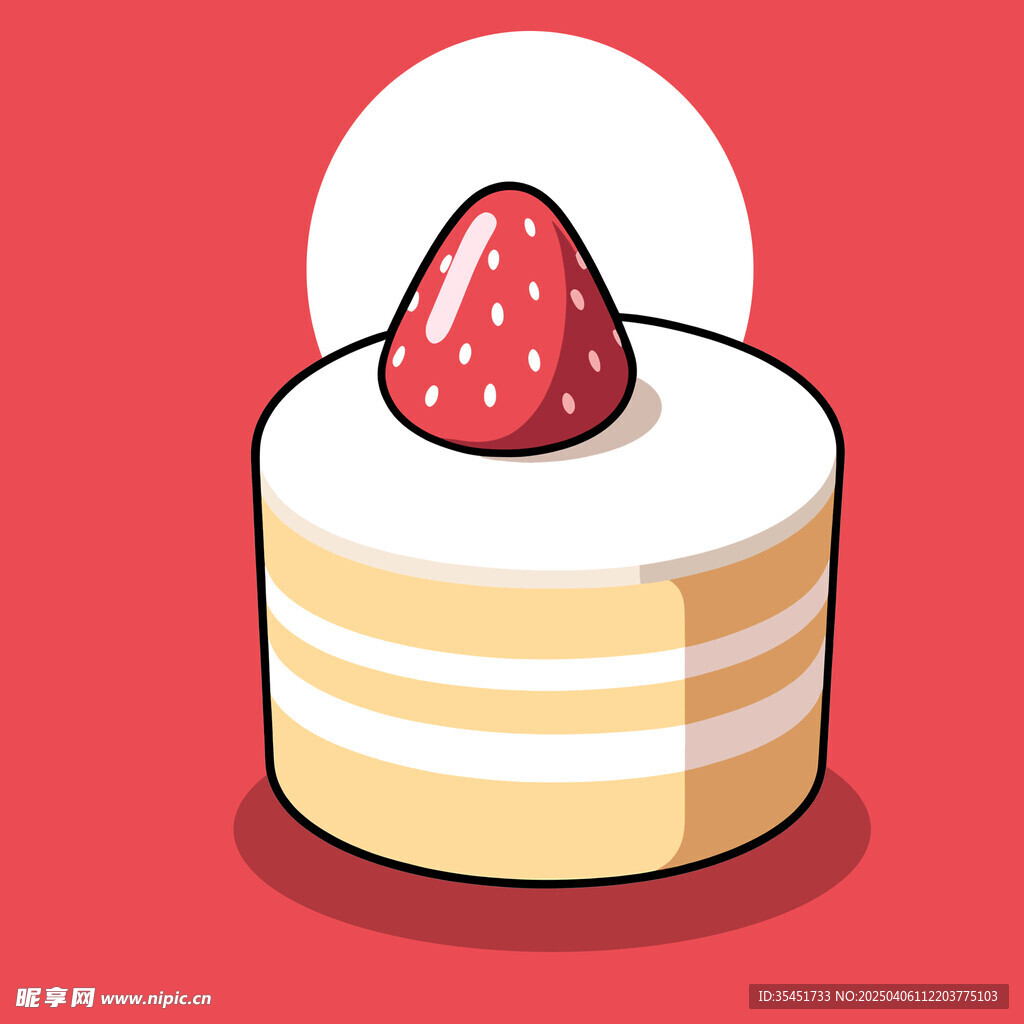 手绘卡通草莓奶油蛋糕
