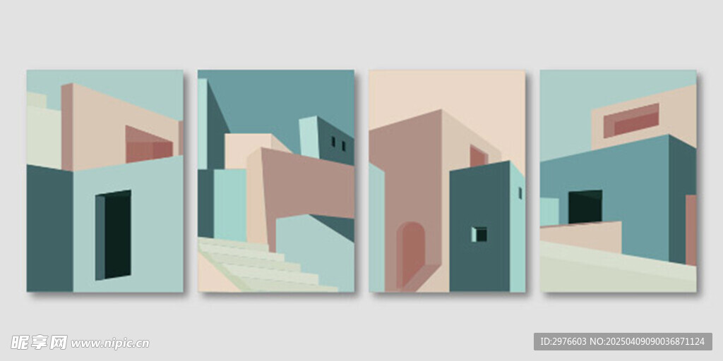 抽象几何建筑概念设计矢量模板