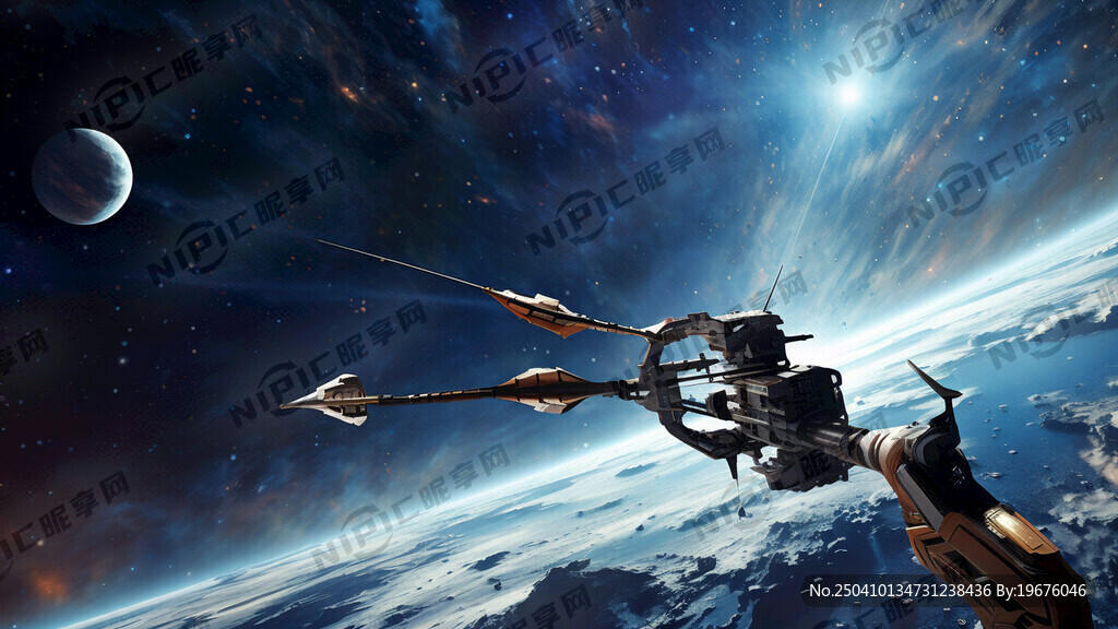 太空背景 射箭 站在太空射箭