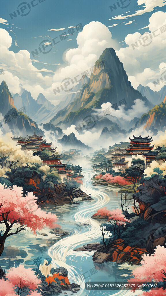 以江西风景为背景的海报