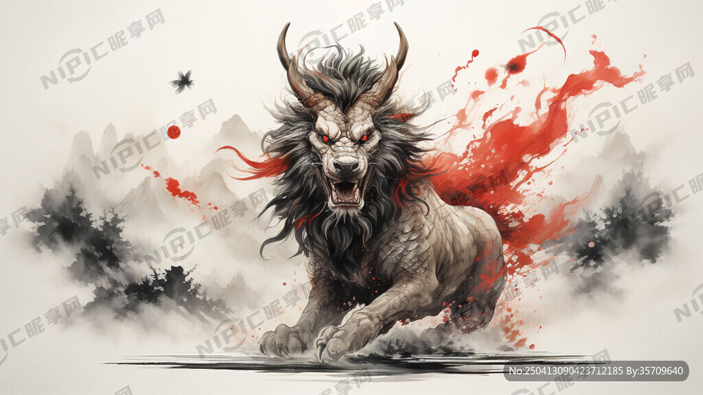 请生成一个麒麟的正面头像