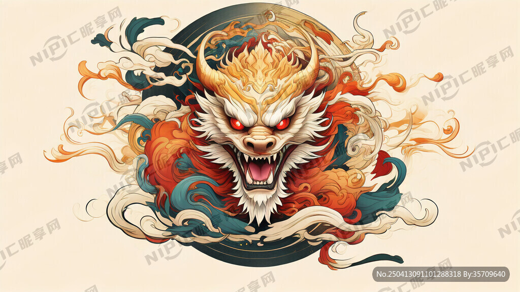 生成一个麒麟的头 金色调为主