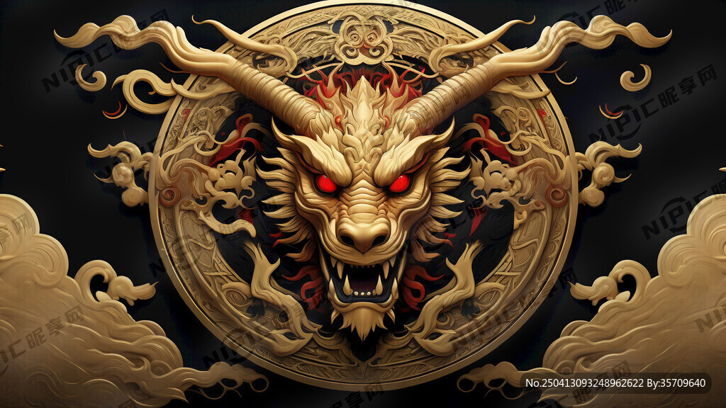 麒麟头 金色调 眼睛红色