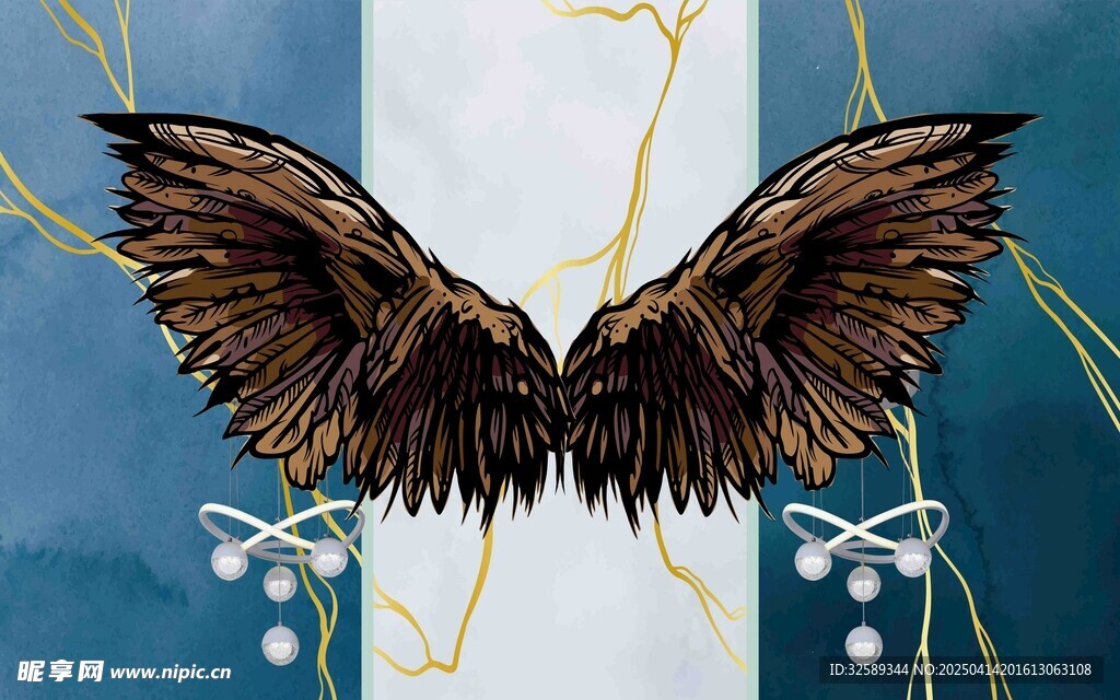 大理石翅膀背景墙  