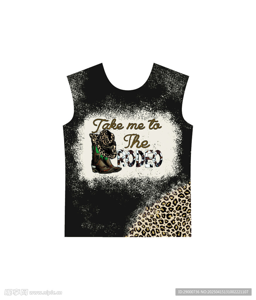 复古豹纹风个性无袖T恤