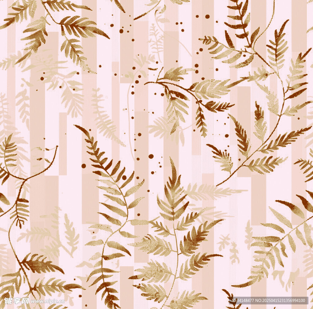 复古风蕨类植物纹理图案