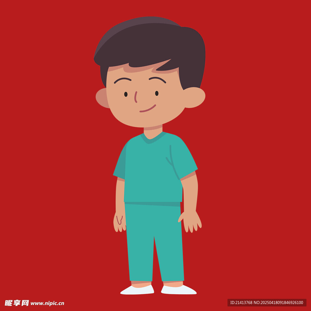 穿蓝衣的卡通小男孩