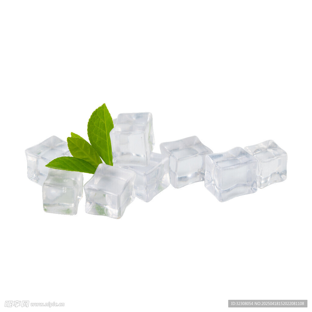 薄荷叶配透明冰块