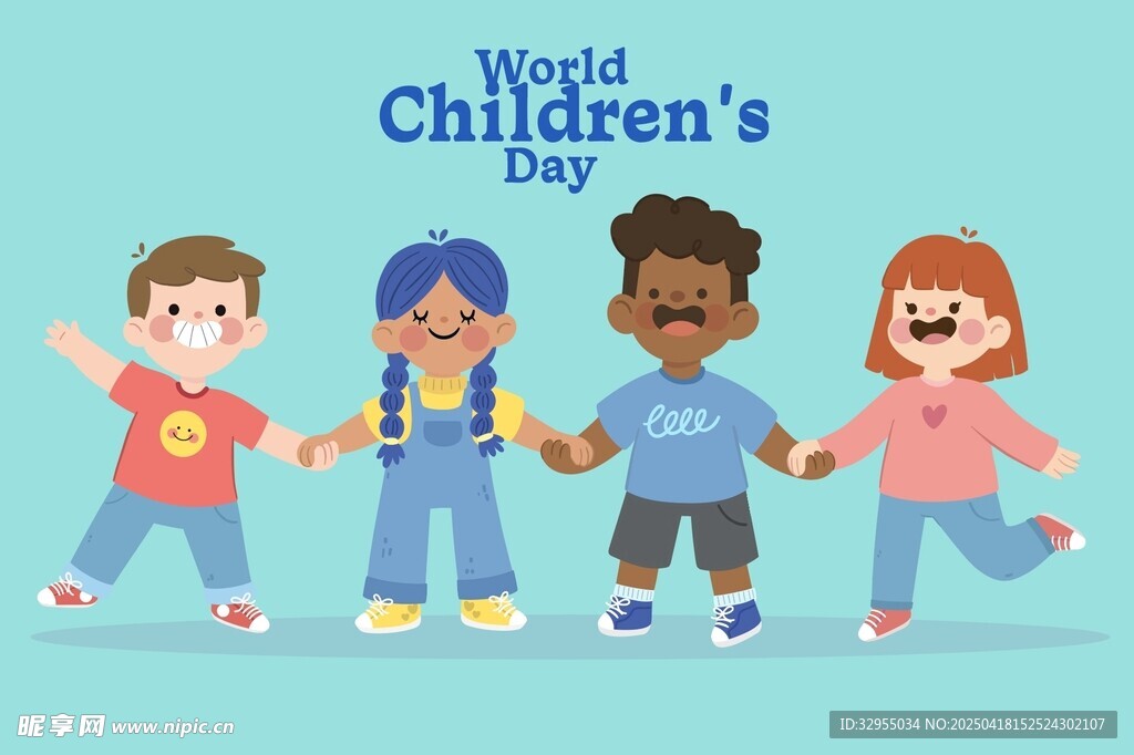 世界儿童手拉手欢乐场景