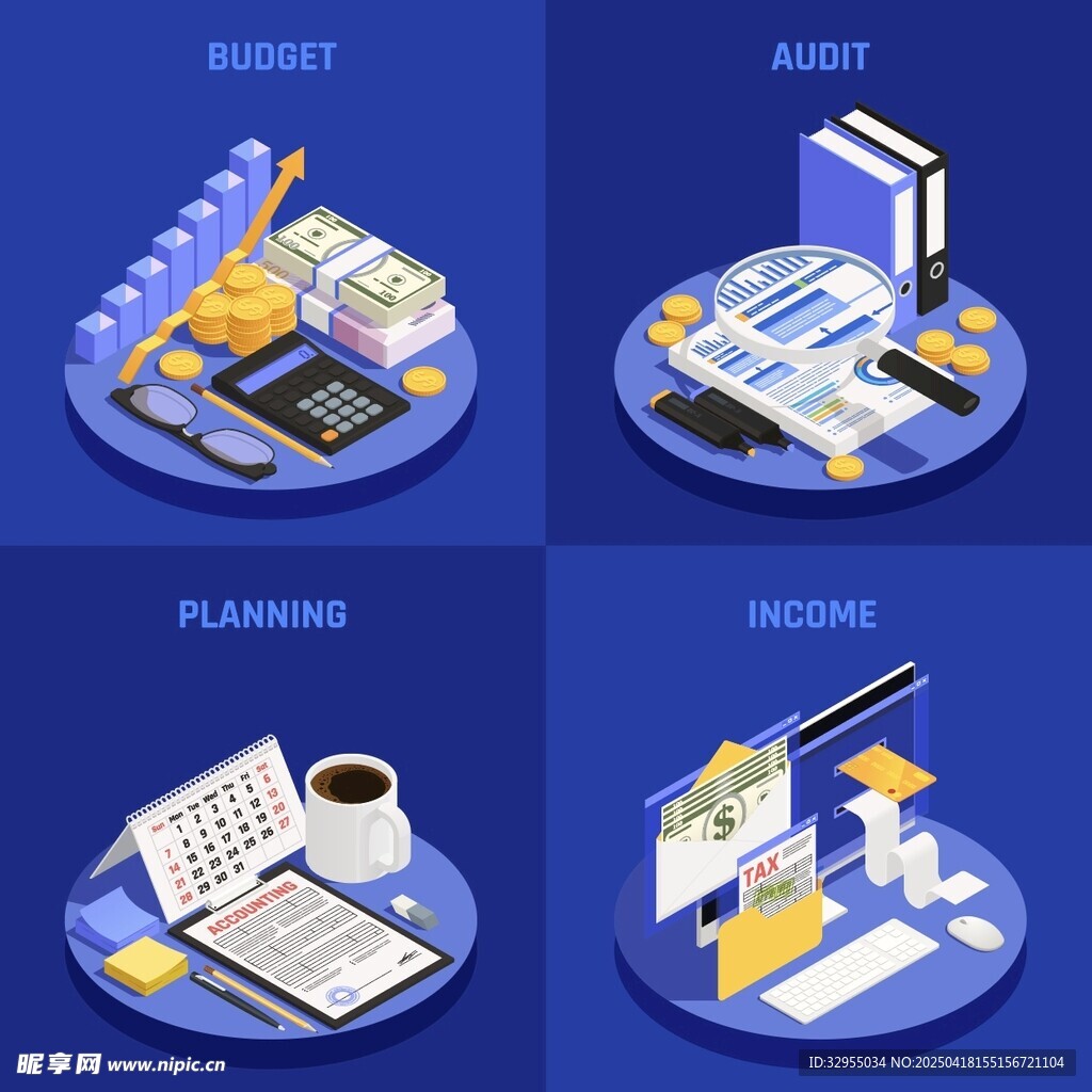 商务办公场景与工作元素