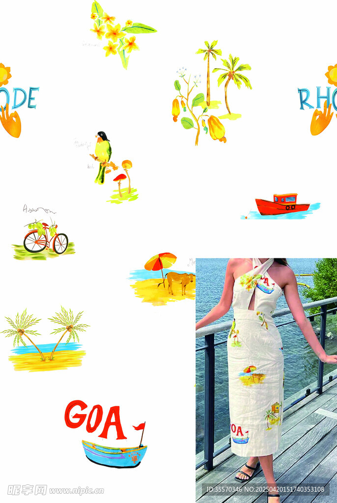 夏日海滩风印花服饰展示