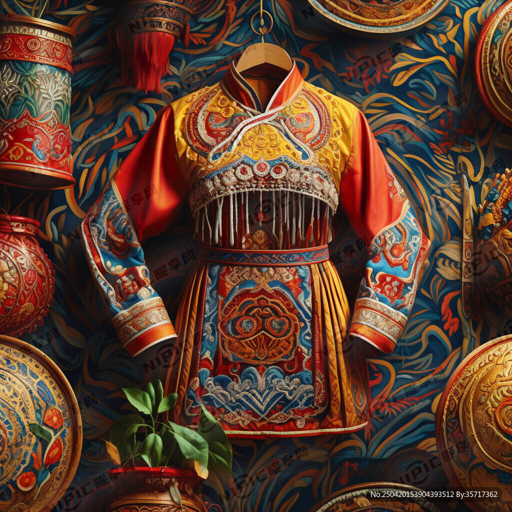 以壮族的传统服饰图案为背景