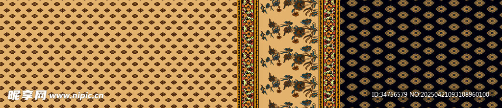 数码印花大牌名族风小碎花