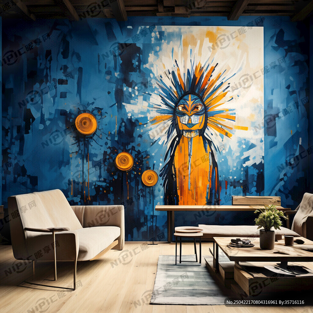 侘寂风抽象画原始部落壁画手绘感