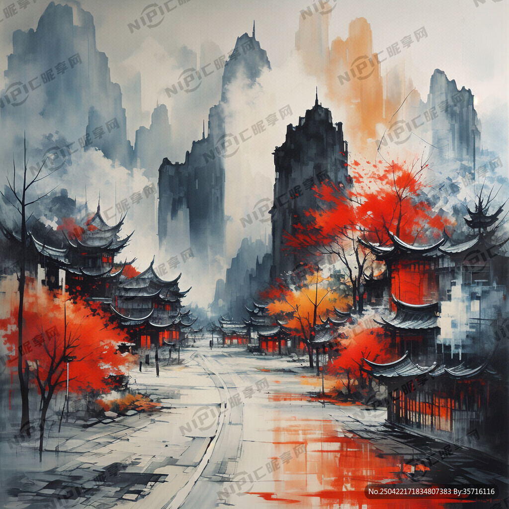 抽象画侘寂街头风