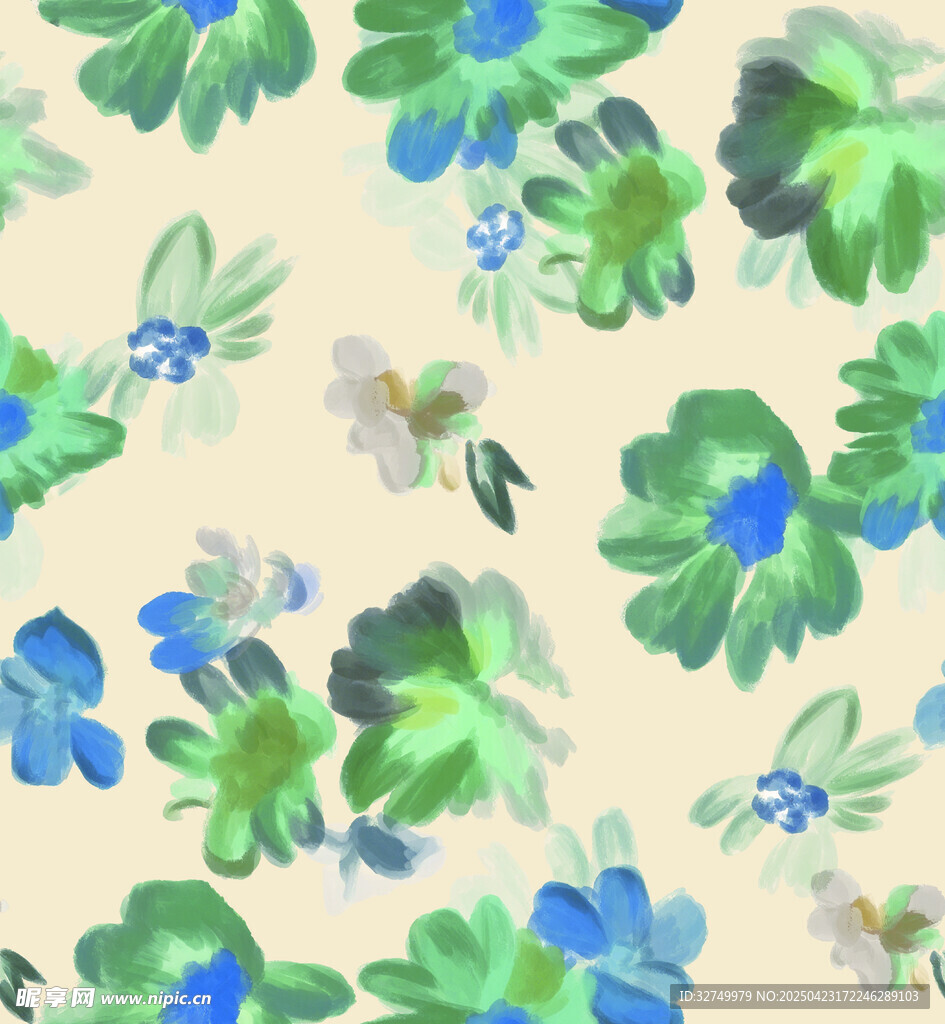 清新水彩花卉图案