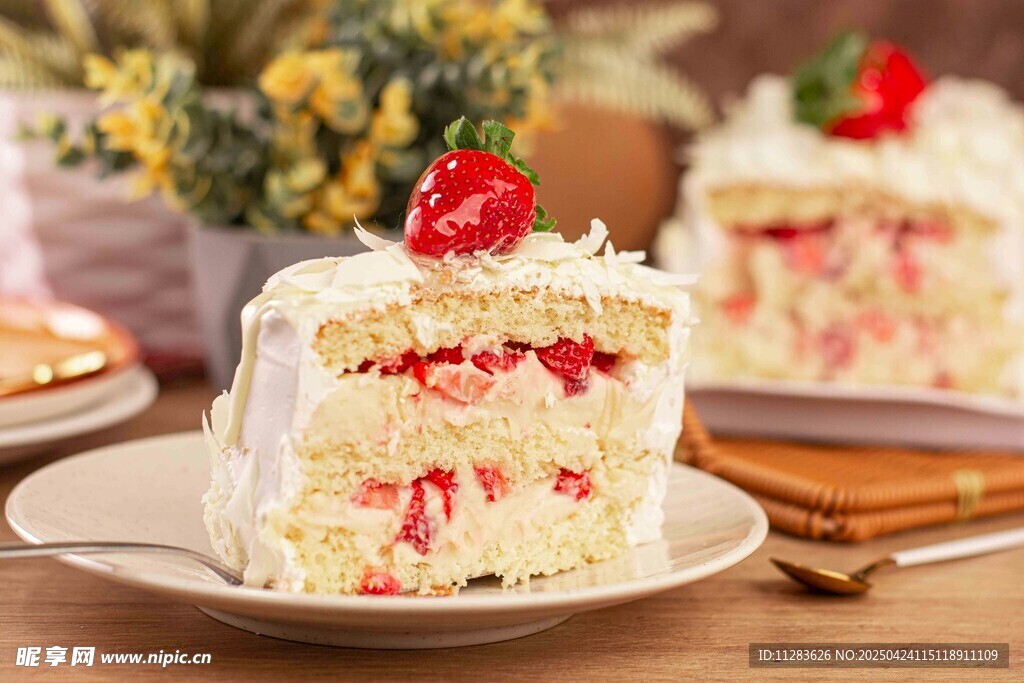 草莓夹心奶油蛋糕特写