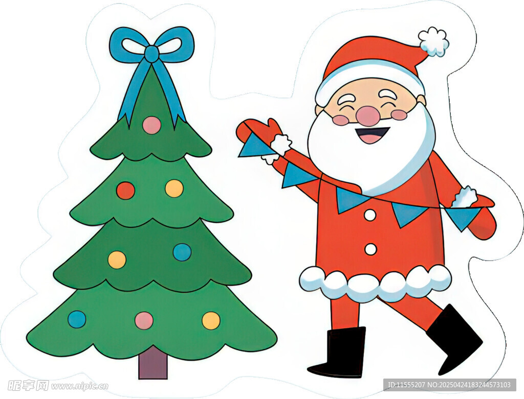 圣诞老人与装饰圣诞树