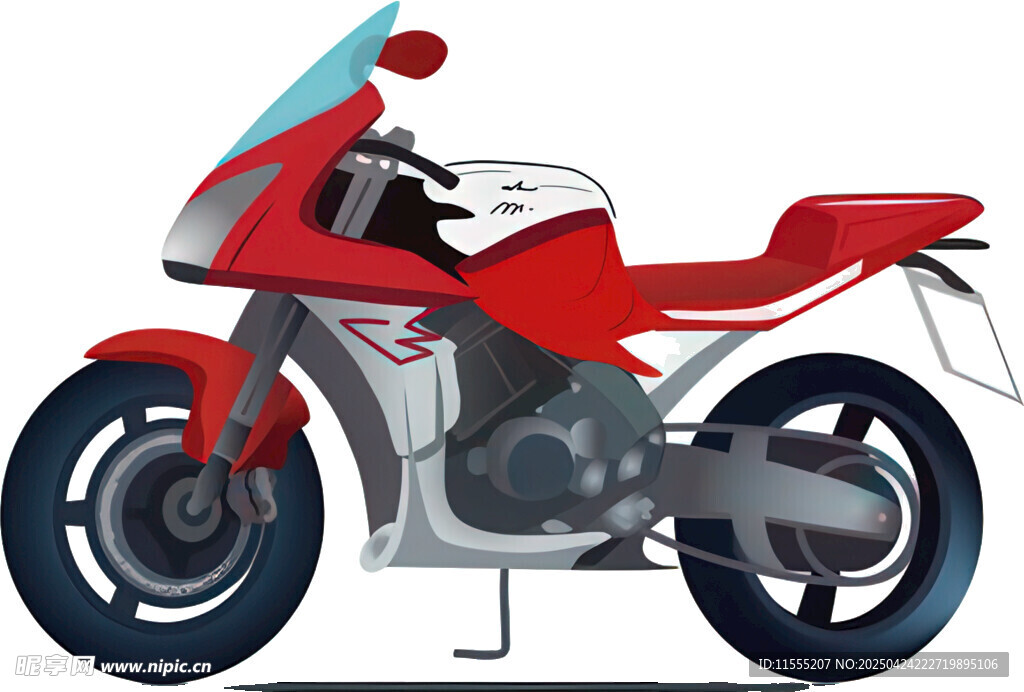 红色酷炫摩托车插画
