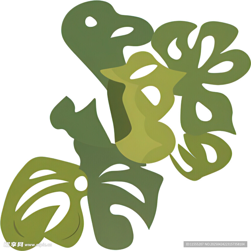 抽象绿植图案设计元素